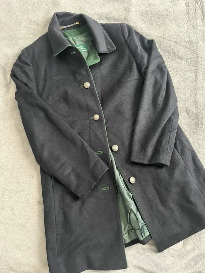 Veste noir vintage Loden Frey – Pure laine autrichienne – Finitions brodées – T.38