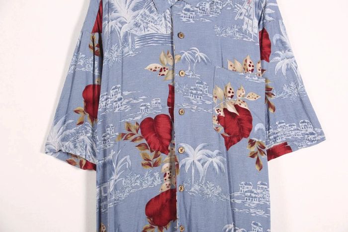 Superbe chemisette vintage 90's en rayon motif fleurs d'hibiscus (#240172) - photo numéro 6