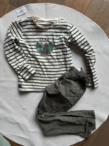 Ensemble 2 pieces 6 ans t-shirt marinière pantalon kaki la halle tbe