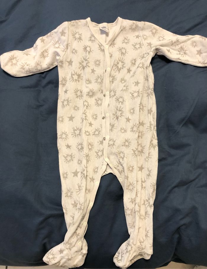 Pyjama blanc velours à paillettes argentées Petit Bateau 18 mois - photo numéro 3