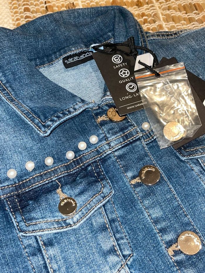 Veste en jeans et perle courte taille 12 ans - photo numéro 3