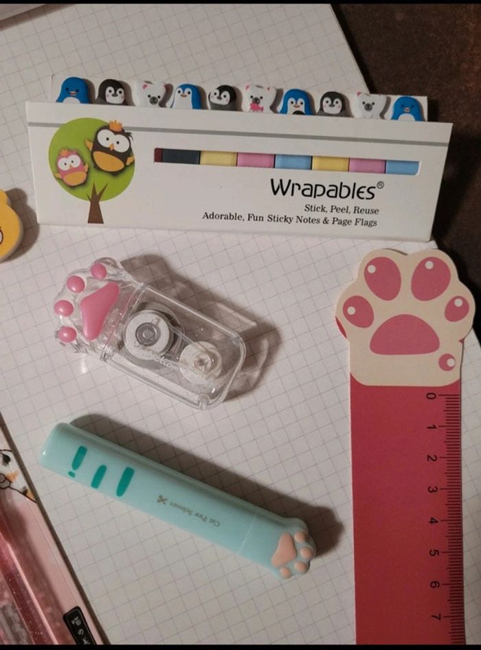Lot de fournitures scolaires kawaii - thème patte de chat 🐾 - photo numéro 5