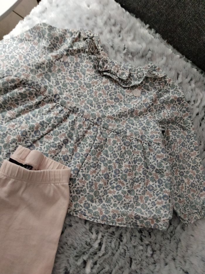Chemise tunique bébé fille a fleurs hiver - photo numéro 3