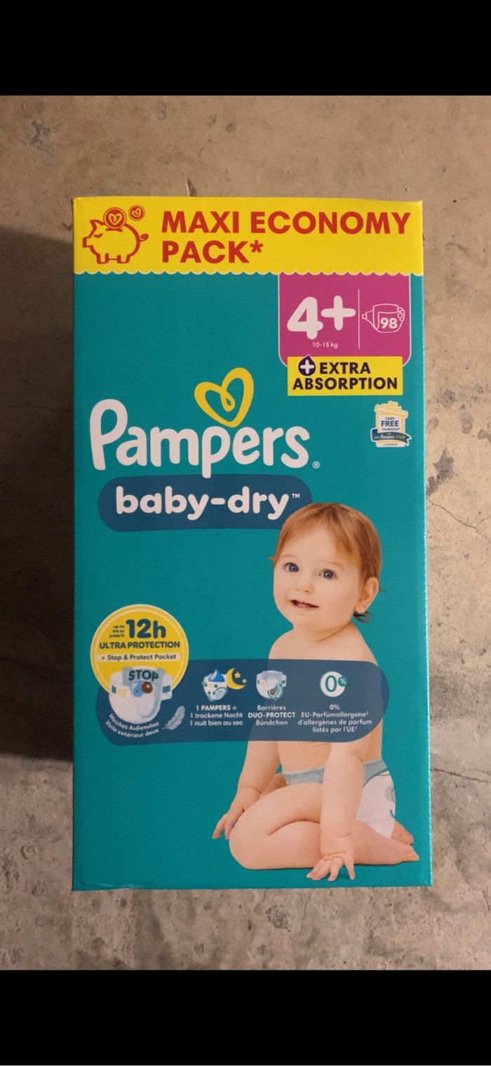 Couches pampers pack XXL BABY DRY et premium protection TAILLE 3,4,4+,5,5+, 6,6+, 7 et 8 - photo numéro 3