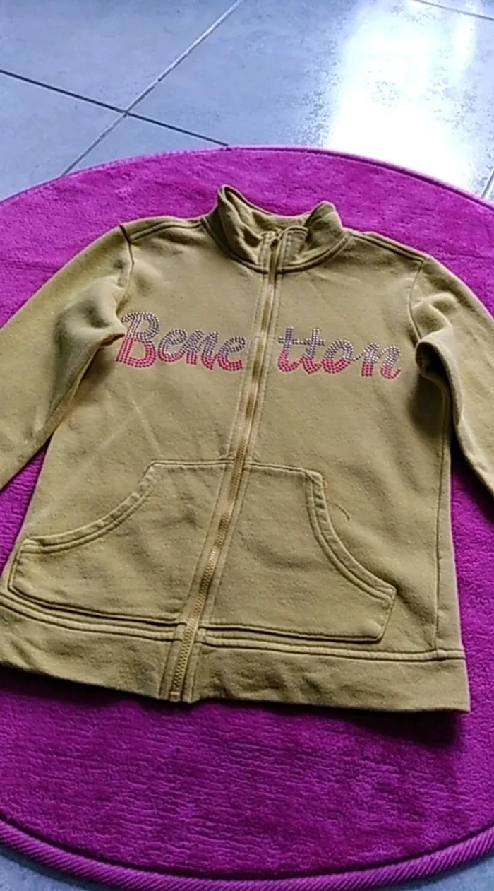 Gilet zippé moutarde Benetton 8/9 ans - photo numéro 4