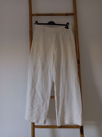 Pantalon à jambes larges brodé Zara taille M

Coloris blanc cassé crème (écru)