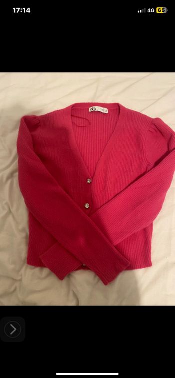 Pull gilet bouton bijoux Zara rose bonbon