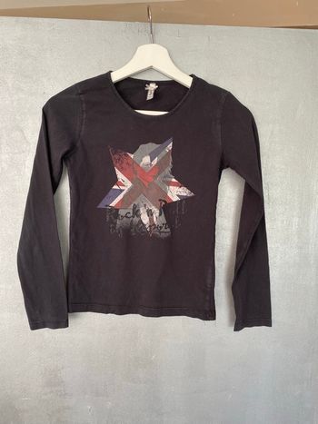 T-shirt à manches longues Kaporal noir avec motifs Rock and Roll taille 10 ans