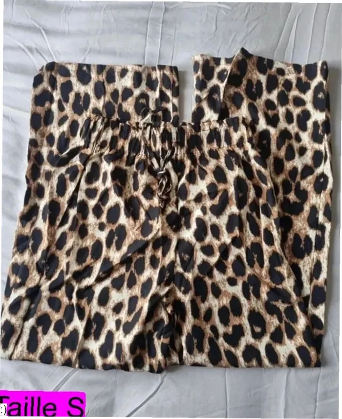 Pantalon Femme Fluide Imprimé Léopard Taille Élastique - Taille S Neuf Jamais Porté - photo numéro 5