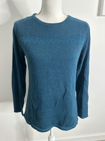 Pull bleu marine pailleté en laine Damart T38/40 M/L