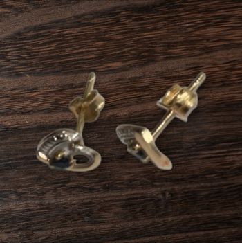 Mini Boucles d'oreilles Coeur en Or Jaune 750 et Saphir