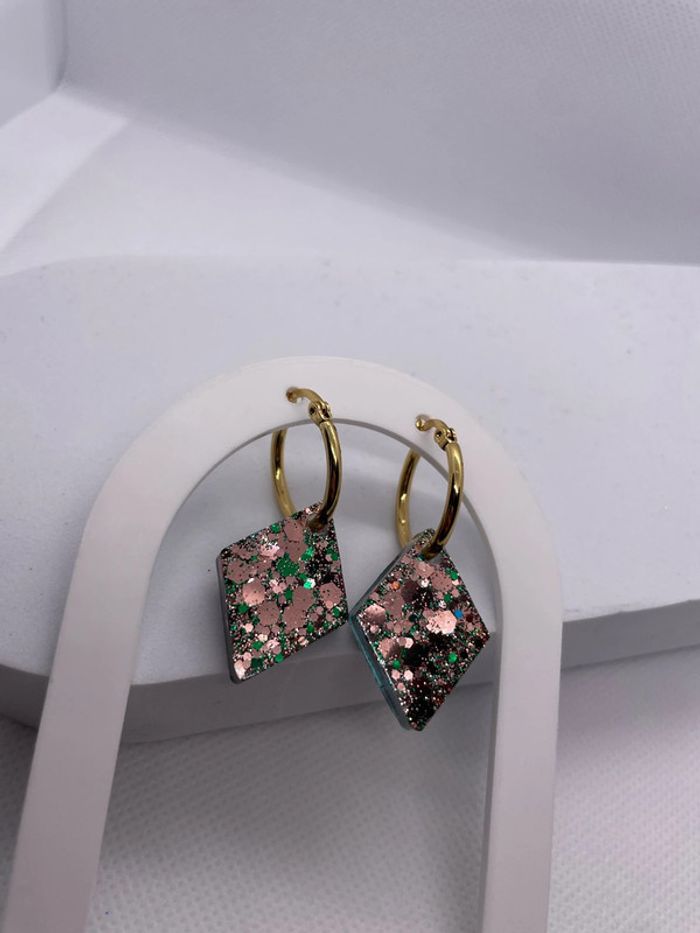 Paire de pampilles interchangeables avec créoles acier inoxydable - photo numéro 3