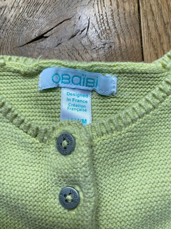Gilet vert amande Obaibi 12 mois - photo numéro 2