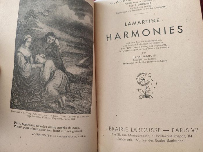 Livre : Harmonies - Lamartine/ Larousse - Paris (VIeme) - photo numéro 2