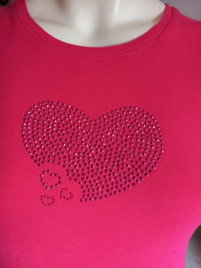 Tee shirt "cœur strass" taille M - photo numéro 3