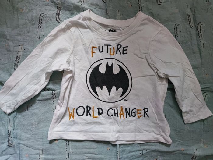 T-shirt manches longues blanc Batman Future World changer T.18 mois
