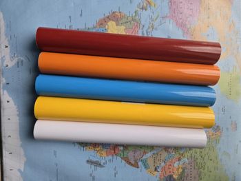 vinyles permanent Rouge, orange, bleu, jaune et Blanc pour machine de découpe cricut, (5x1 m)