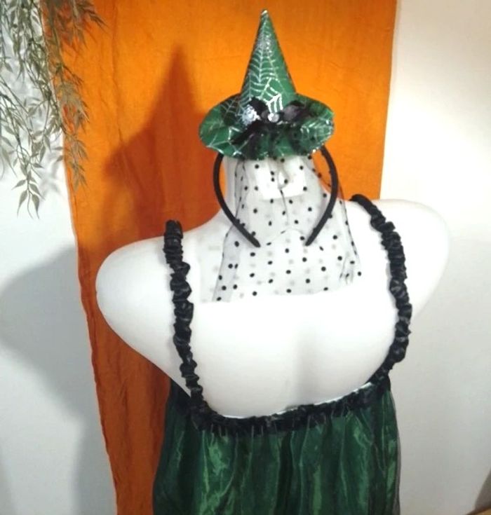 jupon à bretelles / serre-tête chapeau de sorcière ( mesure dans l'annonce) neuf - photo numéro 3