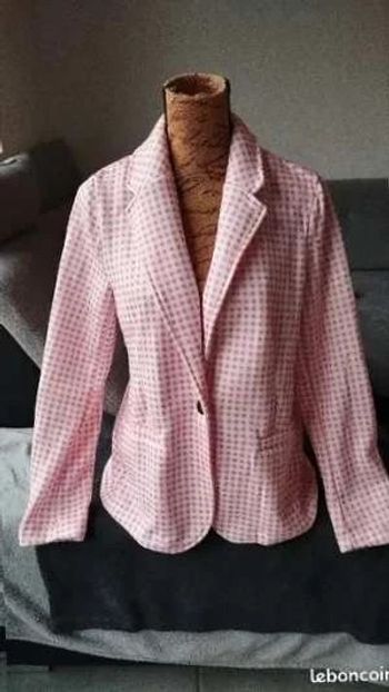 Blazer a  carreaux rose  et blanc épais  taille  l