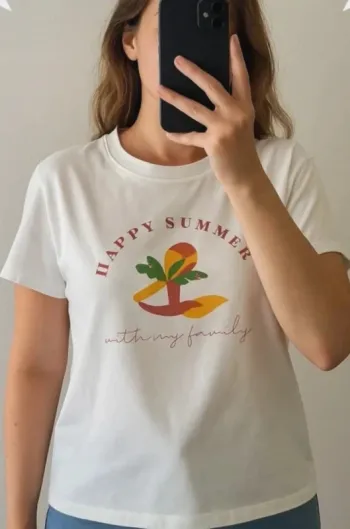 🌞 T-shirt KIABI "Happy Summer with my family"  Taille L 🌴