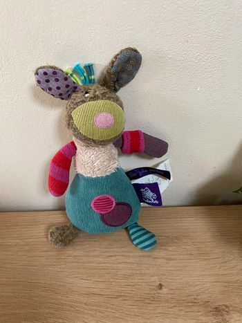 Doudou  chien  vert violet rond les jolis pas beaux Moulin roty