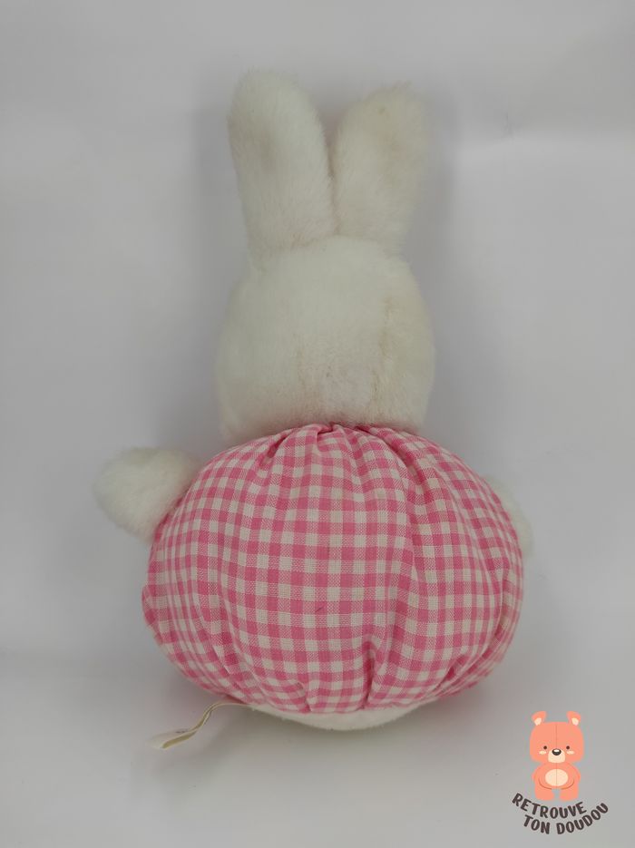Peluche Lapin blanc vichy Blanc Rose Pampers - photo numéro 2