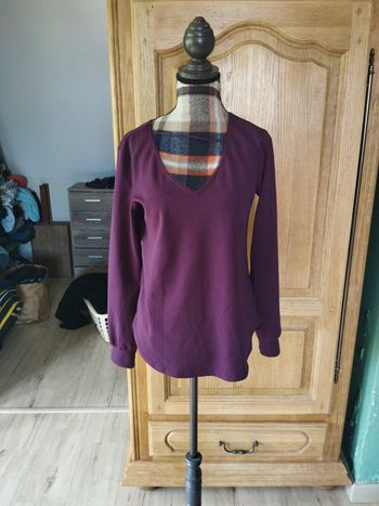 Blouse chemisier manches longues prune décolleté taille s