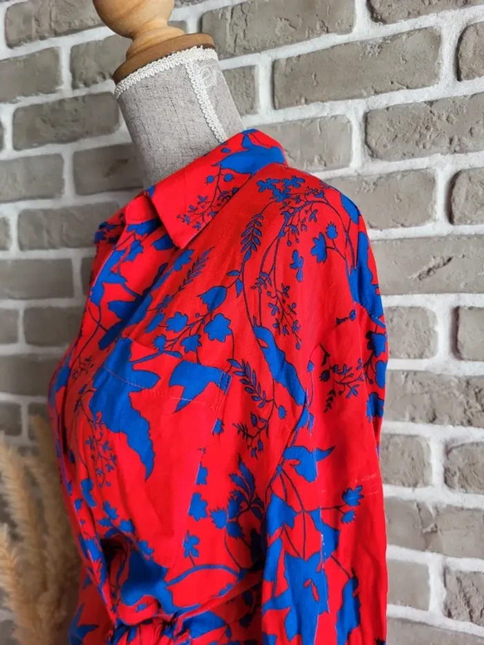 Robe portefeuille rouge imprimé fleuri Goa - photo numéro 12