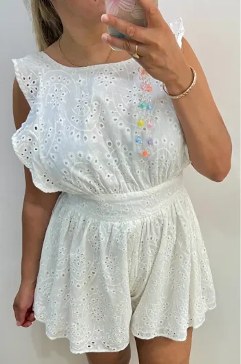 Combishort Blanche Romantique Brodé Taille M