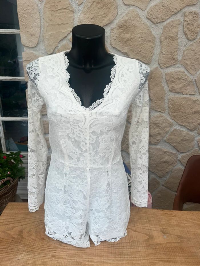 New yorker Combinaison combi short amisu ete femme taille XS 34 blanche dentelle