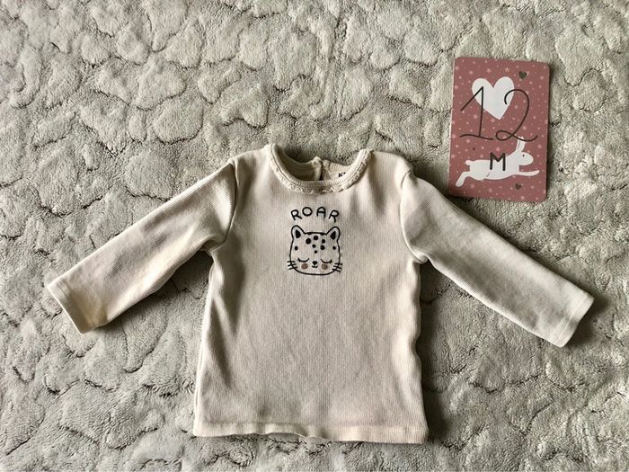 Tee shirt manches longues beige 12 mois Kiabi