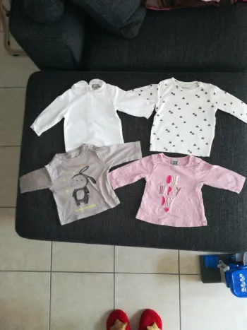 Lot de 4 tee-shirts pour l'été, bébé fille, 3mois
