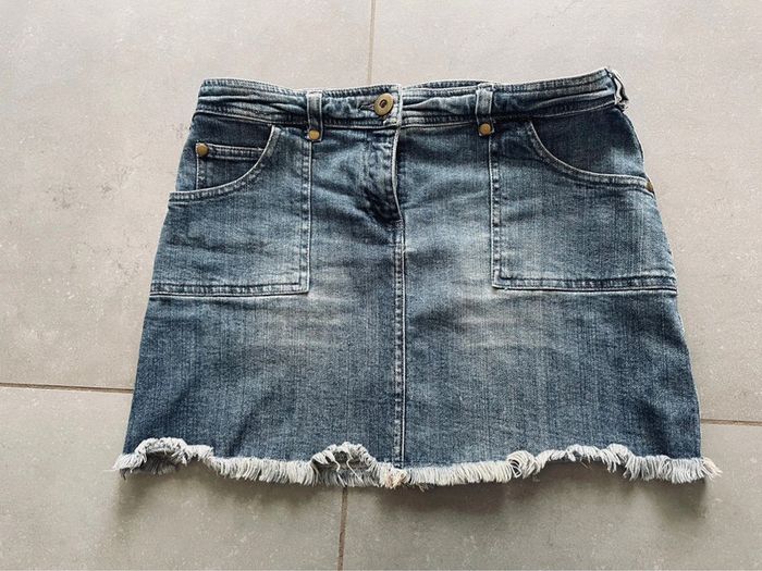 Jupe en jean vintage effet usé - photo numéro 2