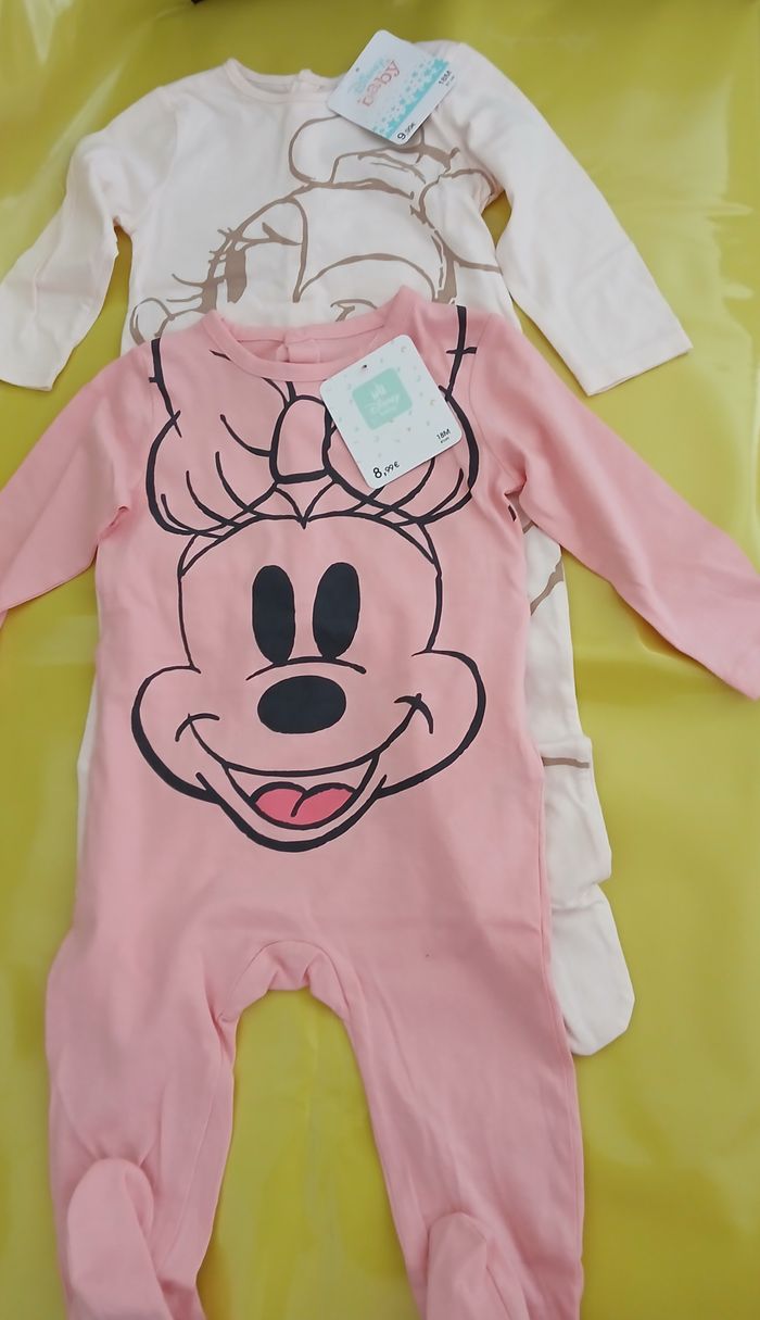 lot de 2 pyjamas en coton minnie disney 81 cm 18 mois - photo numéro 1