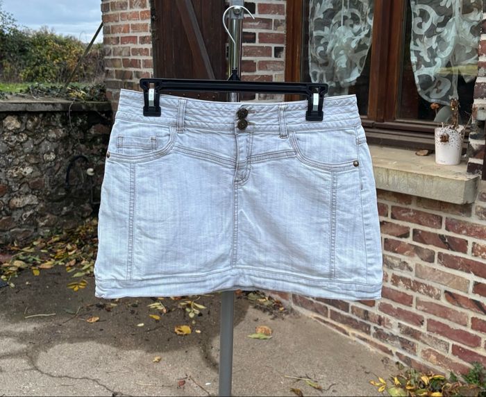 🤍 Jupe courte en jean blanc cassé – Promod – Taille 38