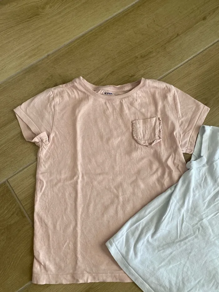 Lot 2 tee-shirts basique 8 ans kiabi blanc et rose - photo numéro 2