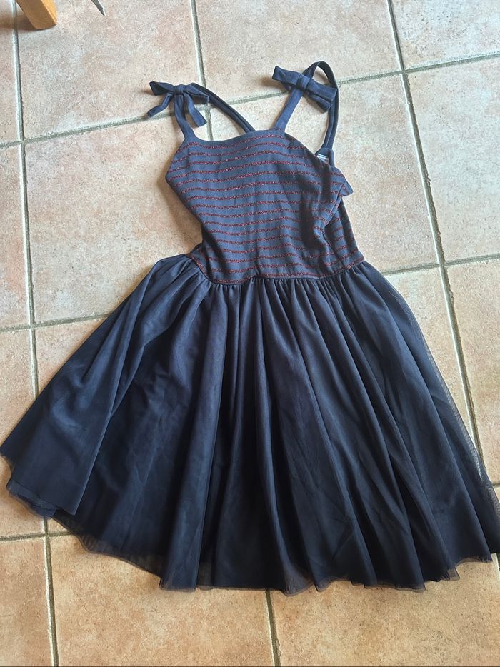 Robe bretelles bleu rayé rouge Petit Bateau Taille 12 ans