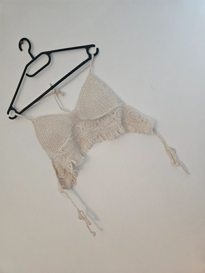 Top dénudé crochet beige  – Taille S - photo numéro 2