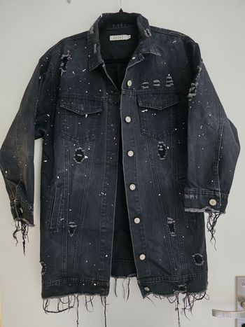 Veste en jean noir longue