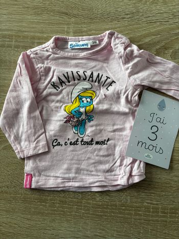 Tee shirt schtroumpfs ravissante t.3m