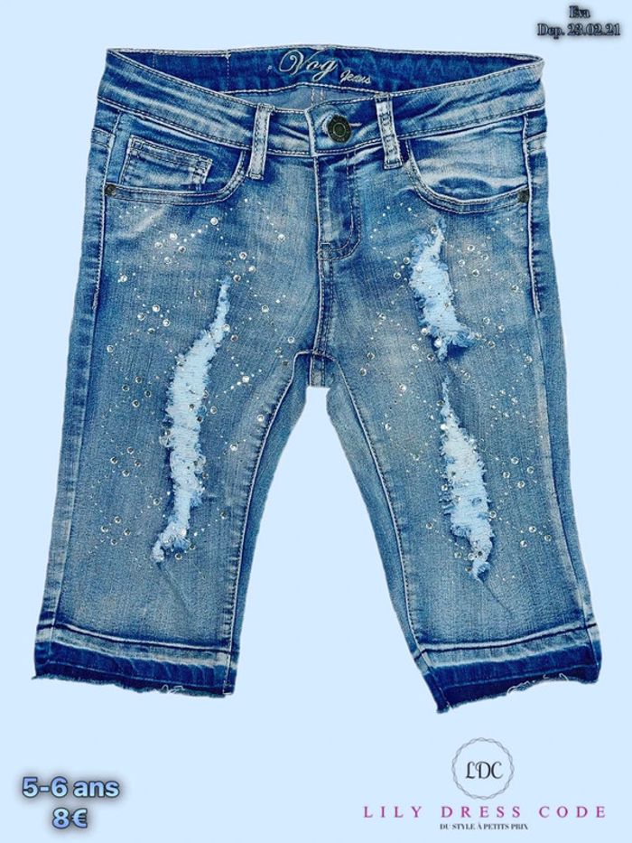 🩵 pantacourt jean délavé strass SOLDÉ -90% 🩵
