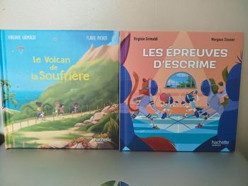 2 livres épreuves d"escrime et volcan de la Soufrière