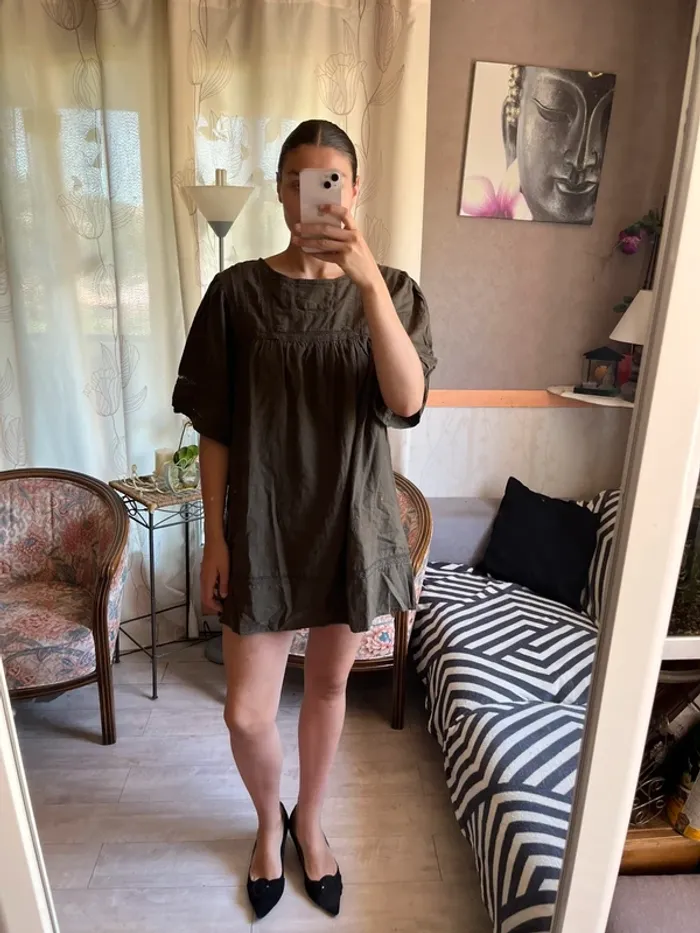 Robe ballon bouffante lin vintage bohème champêtre country western