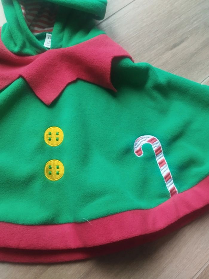 Poncho lutin de Noël en polaire 12-18 mois - photo numéro 2