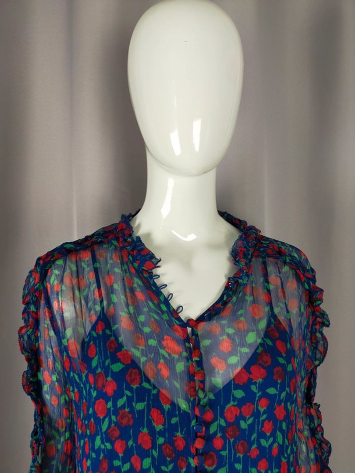 Robe The Kooples transparente à fleurs – Taille 3 – Volants & boutons - photo numéro 2