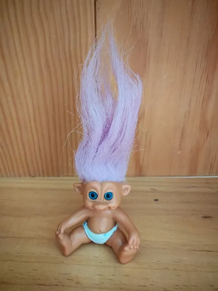 Vintage Figurine troll cheveux violets