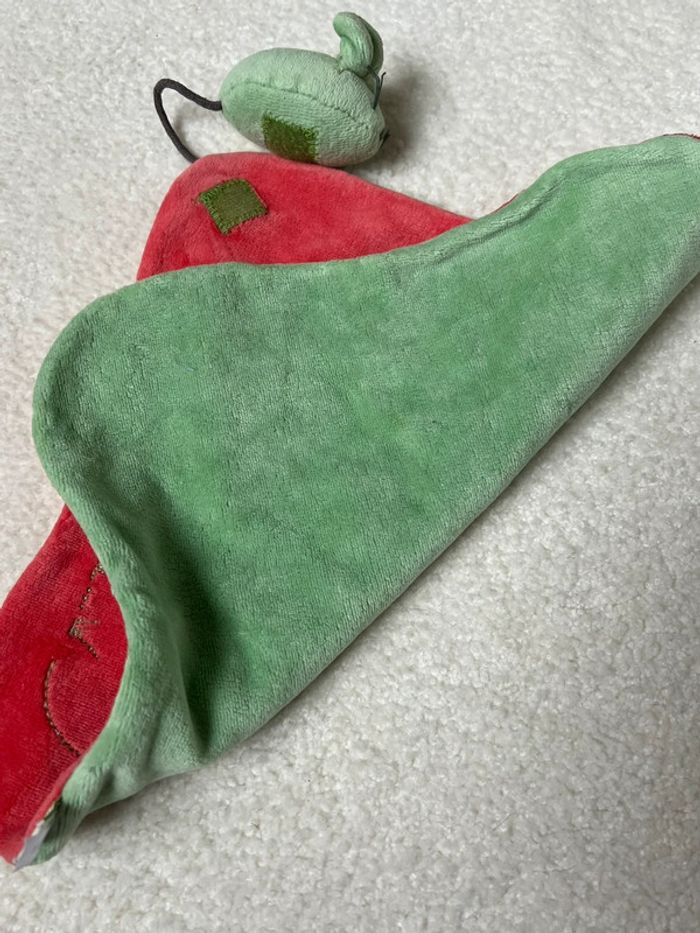 Doudou plat rouge et vert souris DPAM - photo numéro 4