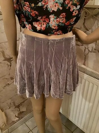 Mini jupe velours taille 38 Grise reflet argenté Missgoy