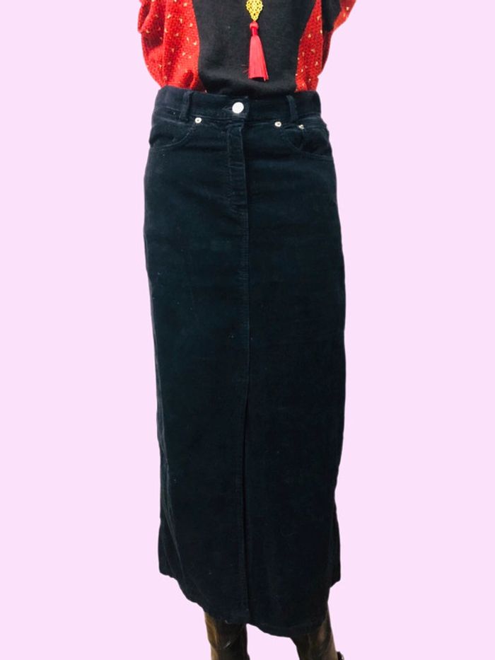 🖤Jupe longue vintage Y2K en velours côtelé noir Black corduroy skirt🖤 - photo numéro 8