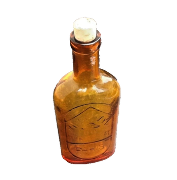 Années 1920 Bouteille / Flacon Hémostyl du Dr Roussel Paris. Verre ambre / Bouchon liège